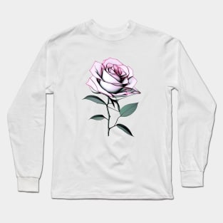 Pretty Pink Geometric Rose Lover Flower for Women, Teens and Girls Long Sleeve T-Shirt
